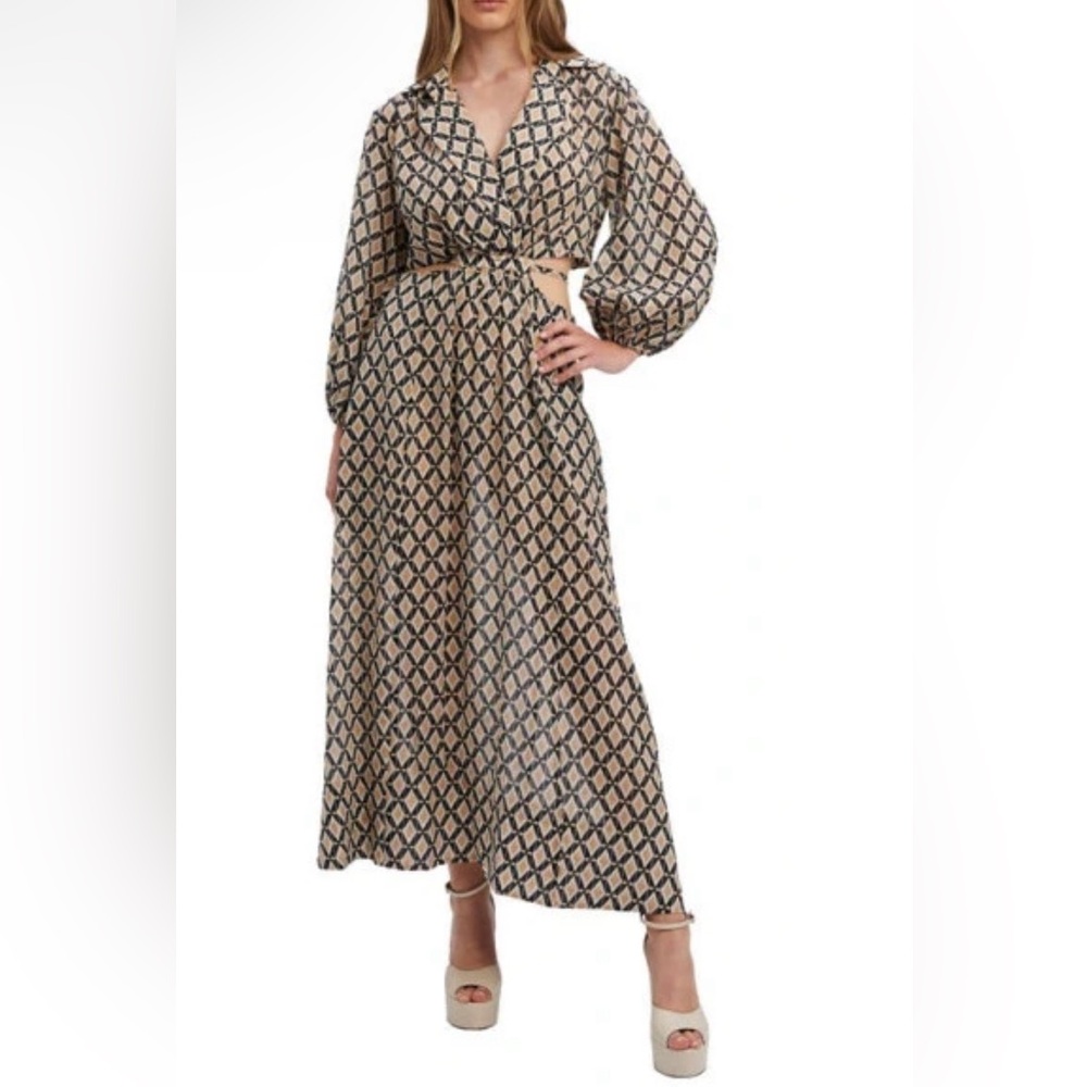 Badot XXL Women’s Long Sleeve  Dress - Black and Cream